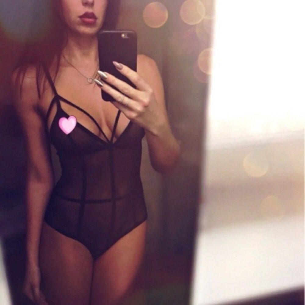 NWT Window Strappy Black Lace Lingerie Bodysuit
